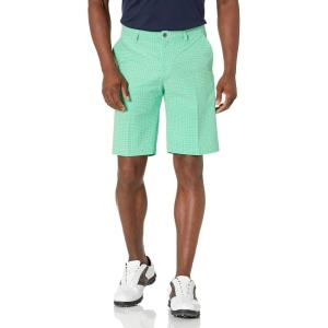 imageadidas Mens Ultimate365 Plaid Print 10 quot Golf ShortsSemi Screaming Green