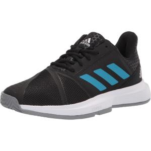 imageadidas Mens Courtjam Bounce Tennis ShoeBlackSonic AquaWhite