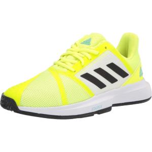 imageadidas Mens Courtjam Bounce Tennis ShoeSolar YellowBlackHazy Sky