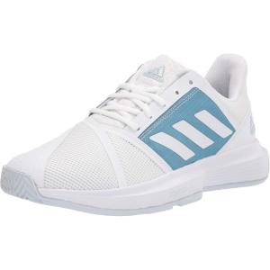 imageadidas Mens Courtjam Bounce Tennis ShoeWhiteWhiteHazy Blue