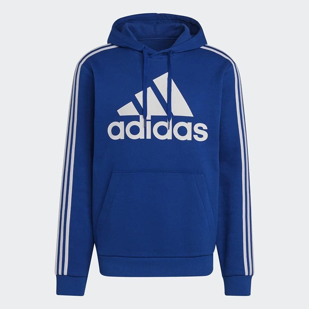 imageadidas Mens 3Stripes Fleece Hooded SweatshirtTeam Royal BlueWhite
