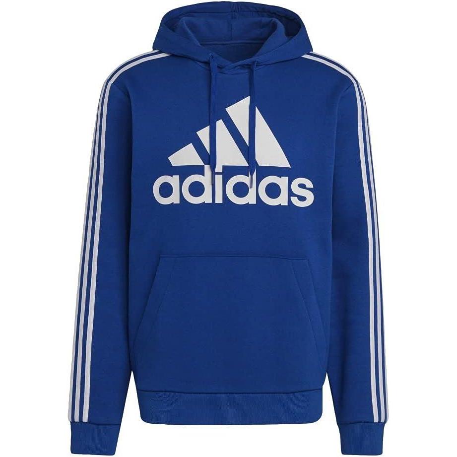 imageadidas Mens 3Stripes Fleece Hooded SweatshirtTeam Royal BlueWhite