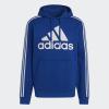 imageadidas Mens 3Stripes Fleece Hooded SweatshirtTeam Royal BlueWhite