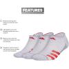 imageadidas Mens Superlite Stripe 3 No Show Socks 3PairCool Light HeatherBetter ScarletBright Red