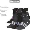 imageadidas womens Superlite 30 Quarter Athletic Socks 6pair With Targeted Padding and Arch Compression for All Day ComfortBlackPulse Lilac PurpleWhite