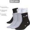 imageadidas womens Superlite 30 Quarter Athletic Socks 6pair With Targeted Padding and Arch Compression for All Day ComfortWhiteBlackGrey