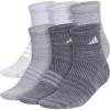 imageadidas womens Superlite 30 Quarter Athletic Socks 6pair With Targeted Padding and Arch Compression for All Day ComfortClear Onix GreySemi Pink SparkPreloved Purple