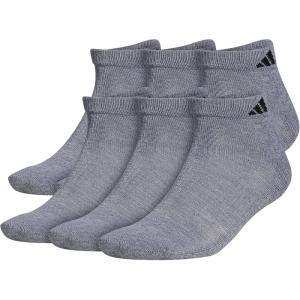 imageadidas Mens Athletic Cushioned Low Cut Socks with Arch Compression for a Secure Fit 6PairHeather GreyBlack