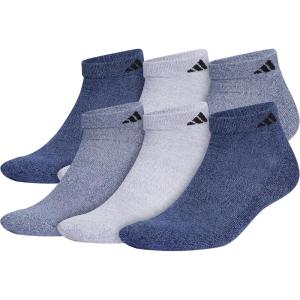 imageadidas Mens Athletic Cushioned Low Cut Socks with Arch Compression for a Secure Fit 6PairTech Indigo BlueGreyCollegiate Navy