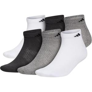 imageadidas Mens Athletic Cushioned Low Cut Socks with Arch Compression for a Secure Fit 6PairWhiteAlumina BeigeCarbon Grey