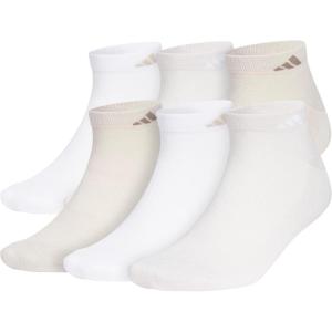 imageadidas Mens Athletic Cushioned Low Cut Socks with Arch Compression for a Secure Fit 6PairWhiteWonder BeigeAlumina Beige