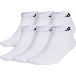 imageadidas Mens Superlite 30 Low Cut Socks Lightweight Breathable with Targeted Padding and Arch Compression 6 PairsWhiteBlack