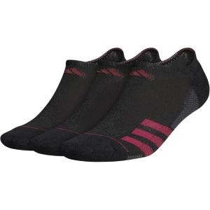 imageadidas Mens Superlite Stripe 3 No Show Socks 3PairBlackShadow RedLegacy Burgundy Red