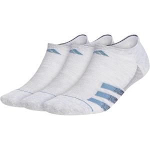 imageadidas Mens Superlite Stripe 3 No Show Socks 3PairCool Light HeatherAltered BlueShadow Navy