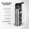 imageadidas 600 ML 20 oz Straw Top Metal Water Bottle HotCold DoubleWalled Insulated 188 Stainless SteelAdi Comp BlackBlackWhite