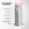 imageadidas 600 ML 20 oz Straw Top Metal Water Bottle HotCold DoubleWalled Insulated 188 Stainless SteelHall Pass Semi Flash AquaPink SparkWhite