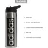 imageadidas 600 ML 20 oz Straw Top Metal Water Bottle HotCold DoubleWalled Insulated 188 Stainless SteelStainless SteelBlack