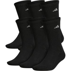 imageadidas Mens Athletic Cushioned Crew Socks with Arch Compression 6 PairsBlackAluminum 2