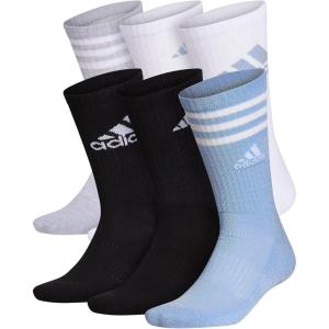 imageadidas Mens Athletic Cushioned Crew Socks with Arch Compression 6 PairsBlue DawnWhiteBlack