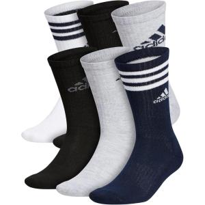 imageadidas Mens Athletic Cushioned Crew Socks with Arch Compression 6 PairsCool Light HeatherCollegiate NavyWhite