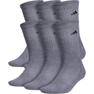 imageadidas Mens Athletic Cushioned Crew Socks with Arch Compression 6 PairsHeather GreyBlack