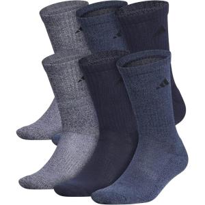 imageadidas Mens Athletic Cushioned Crew Socks with Arch Compression 6 PairsLegend Ink BlueTech Ink BlueLight Onix Grey