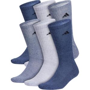 imageadidas Mens Athletic Cushioned Crew Socks with Arch Compression 6 PairsTech Indigo BlueGreyCollegiate Navy