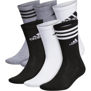 imageadidas Mens Athletic Cushioned Crew Socks with Arch Compression 6 PairsWhiteBlackHeather Grey