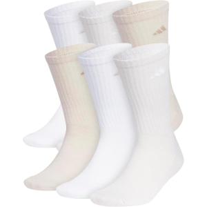 imageadidas Mens Athletic Cushioned Crew Socks with Arch Compression 6 PairsWhiteWonder BeigeAlumina Beige