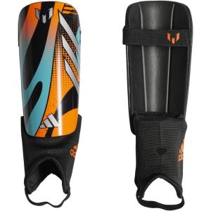 imageadidas UnisexChild Messi Match Shin GuardsBlackSilver MetallicOrange