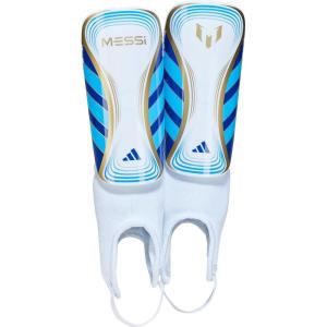 imageadidas UnisexChild Messi Match Shin GuardsWhiteLucid BlueGold Metallic
