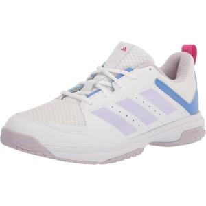 imageadidas Womens Ligra 7 Indoor Court ShoeWhiteSilver DawnBlue Fusion