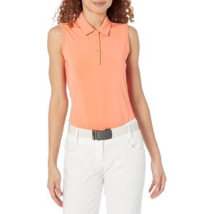 imageadidas Womens Ultimate365 Solid Sleeveless Golf Polo ShirtCoral Fusion