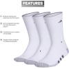 imageadidas Mens Cushioned Crew Socks Above The Ankle Fit with Arch Compression 3 PairsWhiteGreyOnix Grey