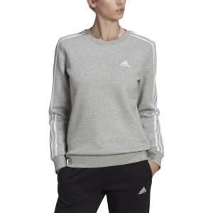 imageadidas Womens Essentials 3Stripes Fleece SweatshirtMedium Grey Heatherwhite