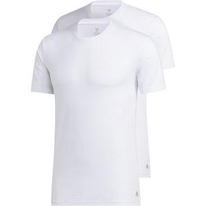 imageadidas Mens Stretch Cotton Crew Neck Undershirts 2PackWhite