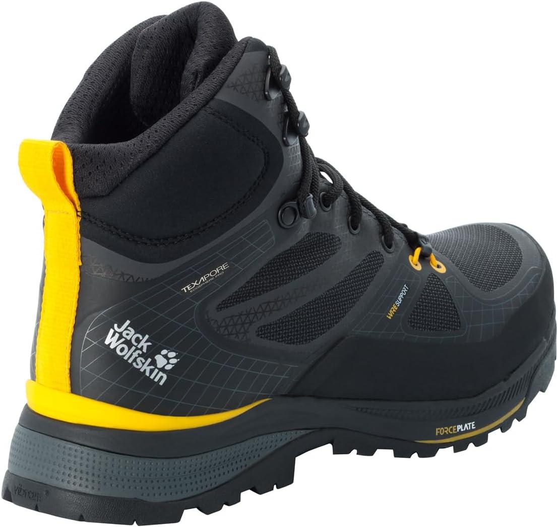 imageJack Wolfskin Mens Force Trekker Texapore Mid M Hiking ShoeBlackBurly Yellow Xt
