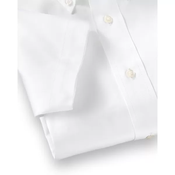 imagePaul Fredrick Mens NonIron Cotton Button Down Collar Short Sleeve Dress ShirtWhite