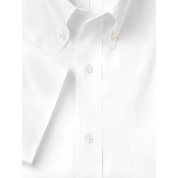 imagePaul Fredrick Mens NonIron Cotton Button Down Collar Short Sleeve Dress ShirtWhite