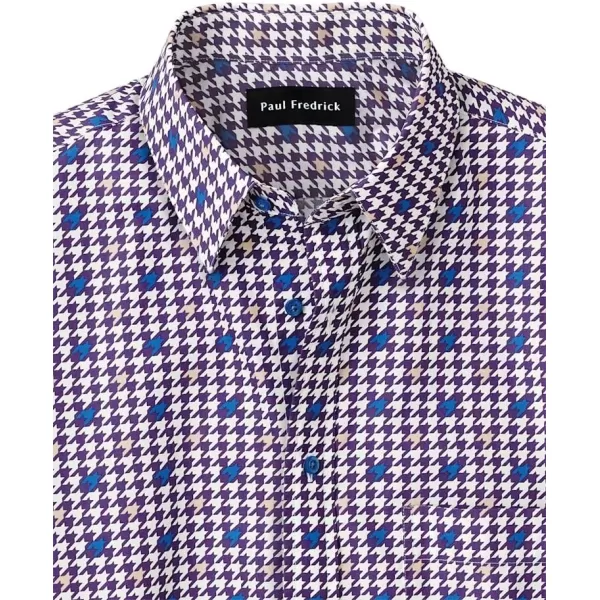 imagePaul Fredrick Mens Slim Fit Cotton Houndstooth Print Casual Shirt