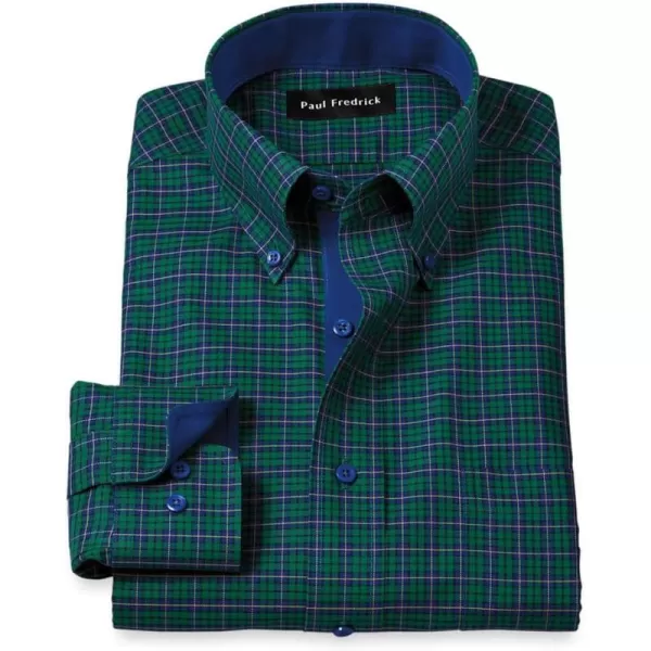 imagePaul Fredrick Mens Classic Fit NonIron Cotton Plaid Dress Shirt