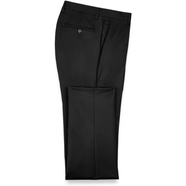 imagePaul Fredrick Mens Classic Fit Wool Gabardine Flat Front PantsBlack