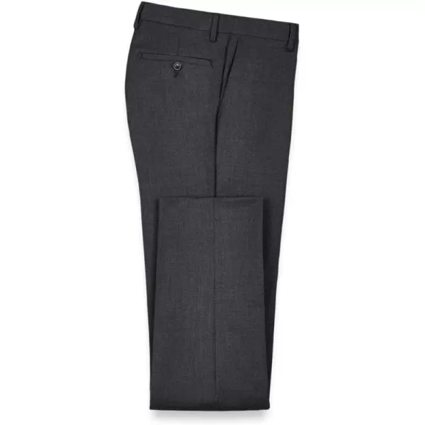 imagePaul Fredrick Mens Classic Fit Wool Gabardine Flat Front PantsCharcoal