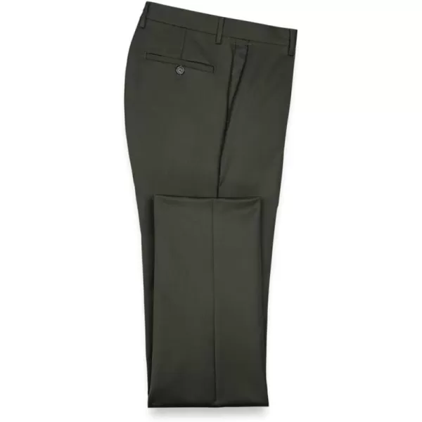 imagePaul Fredrick Mens Classic Fit Wool Gabardine Flat Front PantsOlive