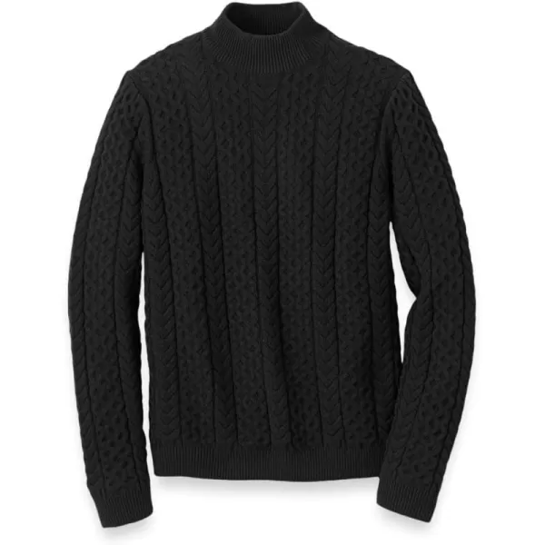 imagePaul Fredrick Mens Cotton Cable Mock Neck SweaterBlack