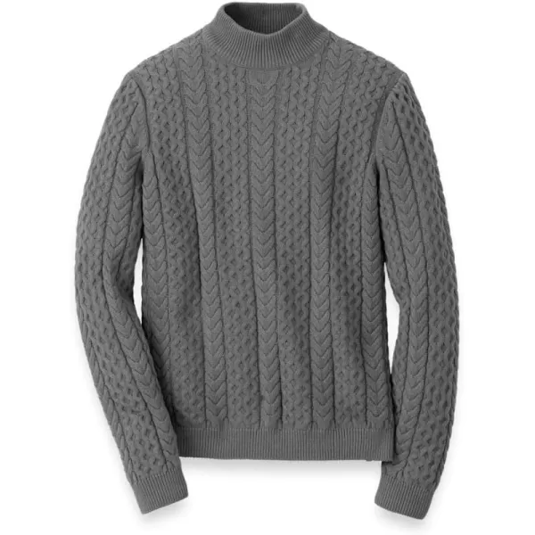 imagePaul Fredrick Mens Cotton Cable Mock Neck SweaterGrey