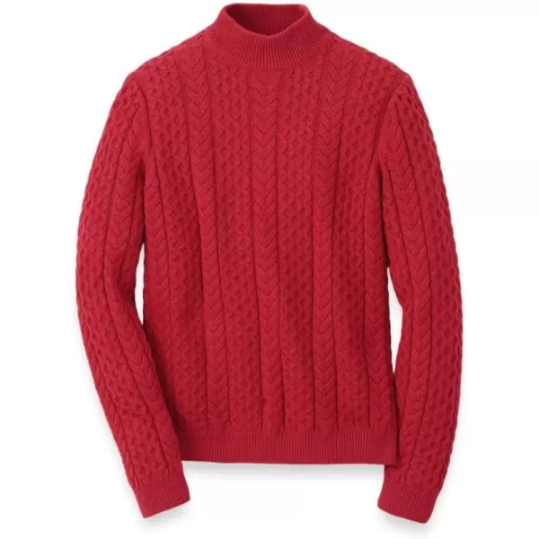 imagePaul Fredrick Mens Cotton Cable Mock Neck SweaterRed