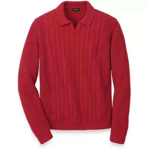 imagePaul Fredrick Mens Cotton Cable VNeck PoloRed