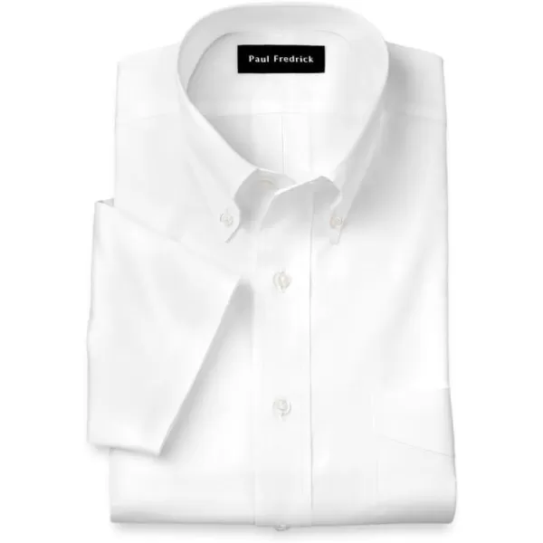 imagePaul Fredrick Mens NonIron Cotton Button Down Collar Short Sleeve Dress ShirtWhite