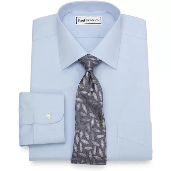 imagePaul Fredrick Mens NonIron Pinpoint Spread Collar Button Cuffs Dress ShirtBlue